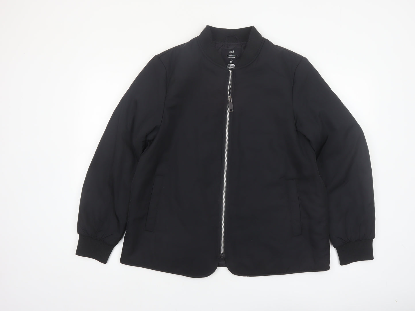 Marks and Spencer Women's Black Bomber Jacket Size 14 Stormwear