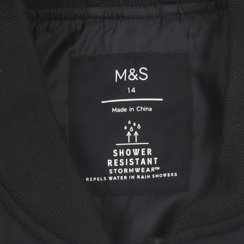 Marks and Spencer Women's Black Bomber Jacket Size 14 Stormwear