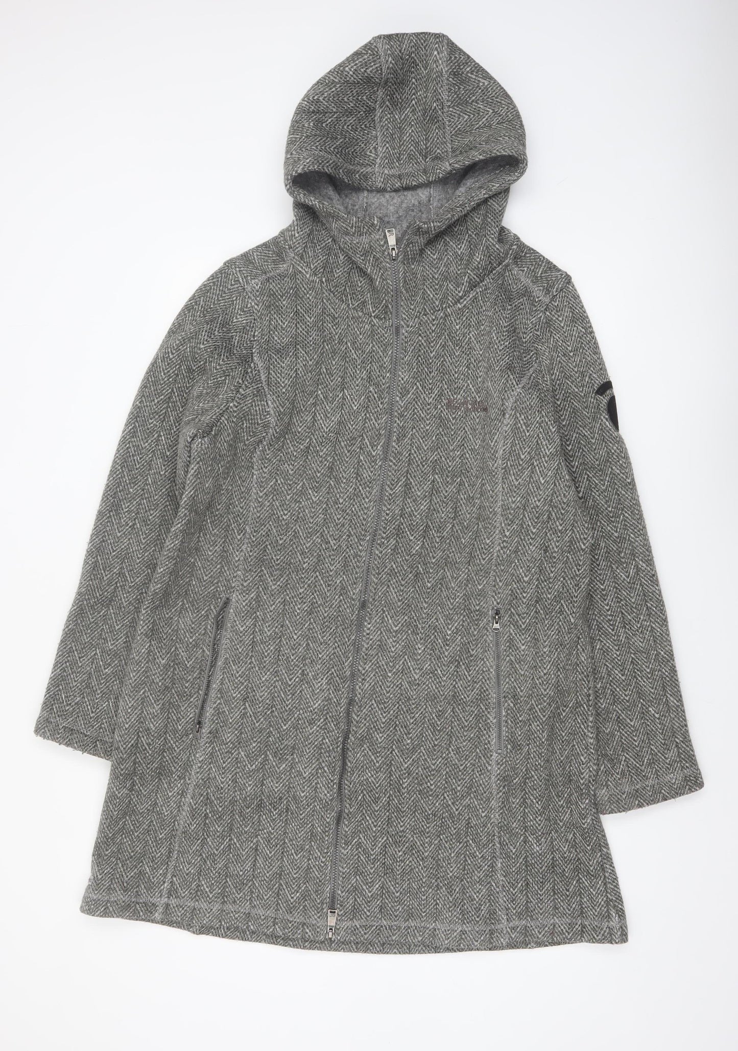 Regatta Womens Grey Hooded Mid-Length Full Zip Fleece Jacket UK 20