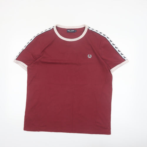 Fred Perry Men's Maroon Crew Neck Short Sleeve Sportswear T-Shirt XL
