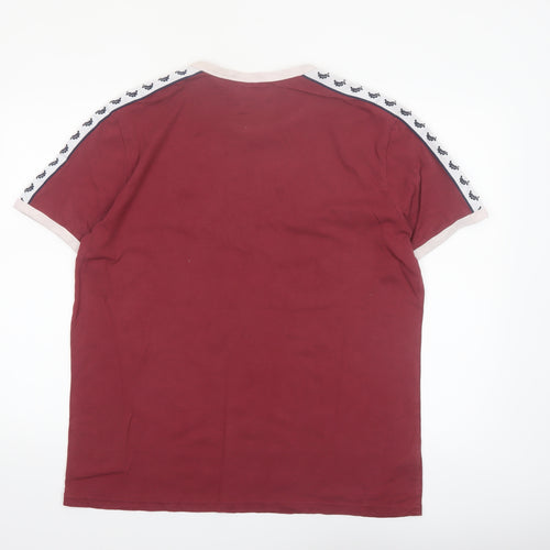 Fred Perry Men's Maroon Crew Neck Short Sleeve Sportswear T-Shirt XL