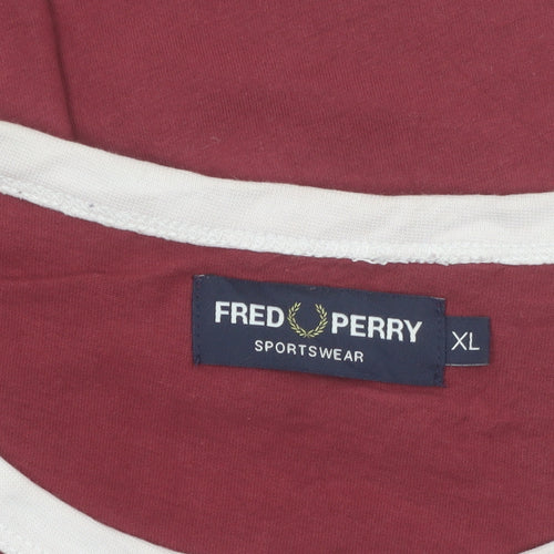 Fred Perry Men's Maroon Crew Neck Short Sleeve Sportswear T-Shirt XL