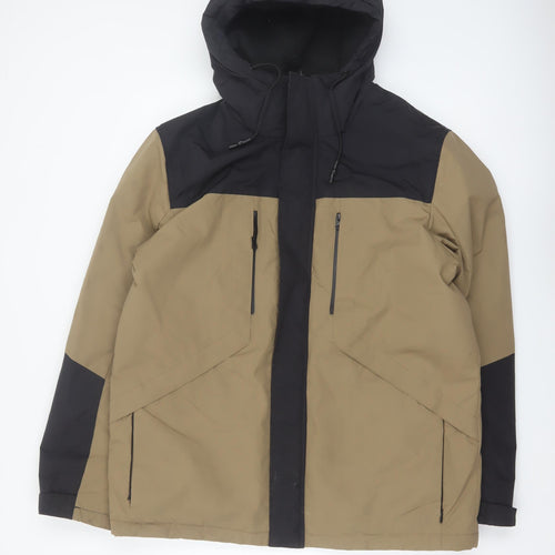 Primark Men's Brown Hooded Parka Jacket L Waterproof Thermal