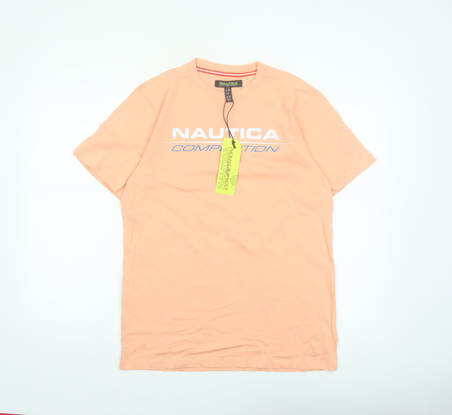 Nautica Women Orange Regular Fit Cotton Short Sleeve T-Shirt UK 10