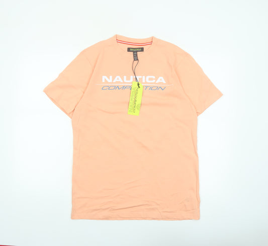 Nautica Women Orange Regular Fit Cotton Short Sleeve T-Shirt UK 10
