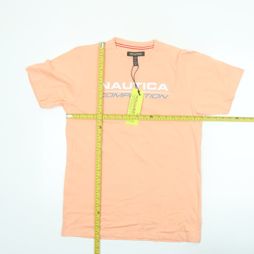 Nautica Women Orange Regular Fit Cotton Short Sleeve T-Shirt UK 10
