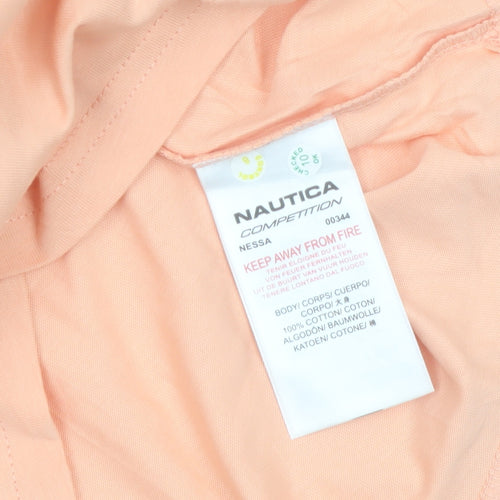 Nautica Women Orange Regular Fit Cotton Short Sleeve T-Shirt UK 10
