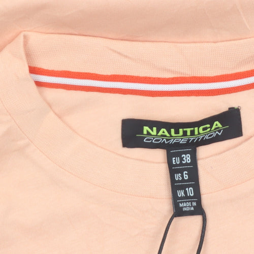 Nautica Women Orange Regular Fit Cotton Short Sleeve T-Shirt UK 10