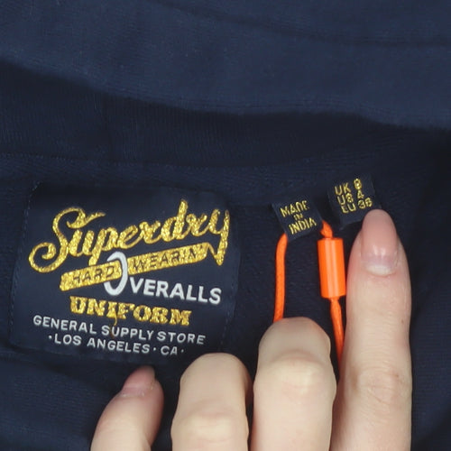 Superdry Men's Blue Pullover Hoodie Size M Graphic Logo Sweatshirt