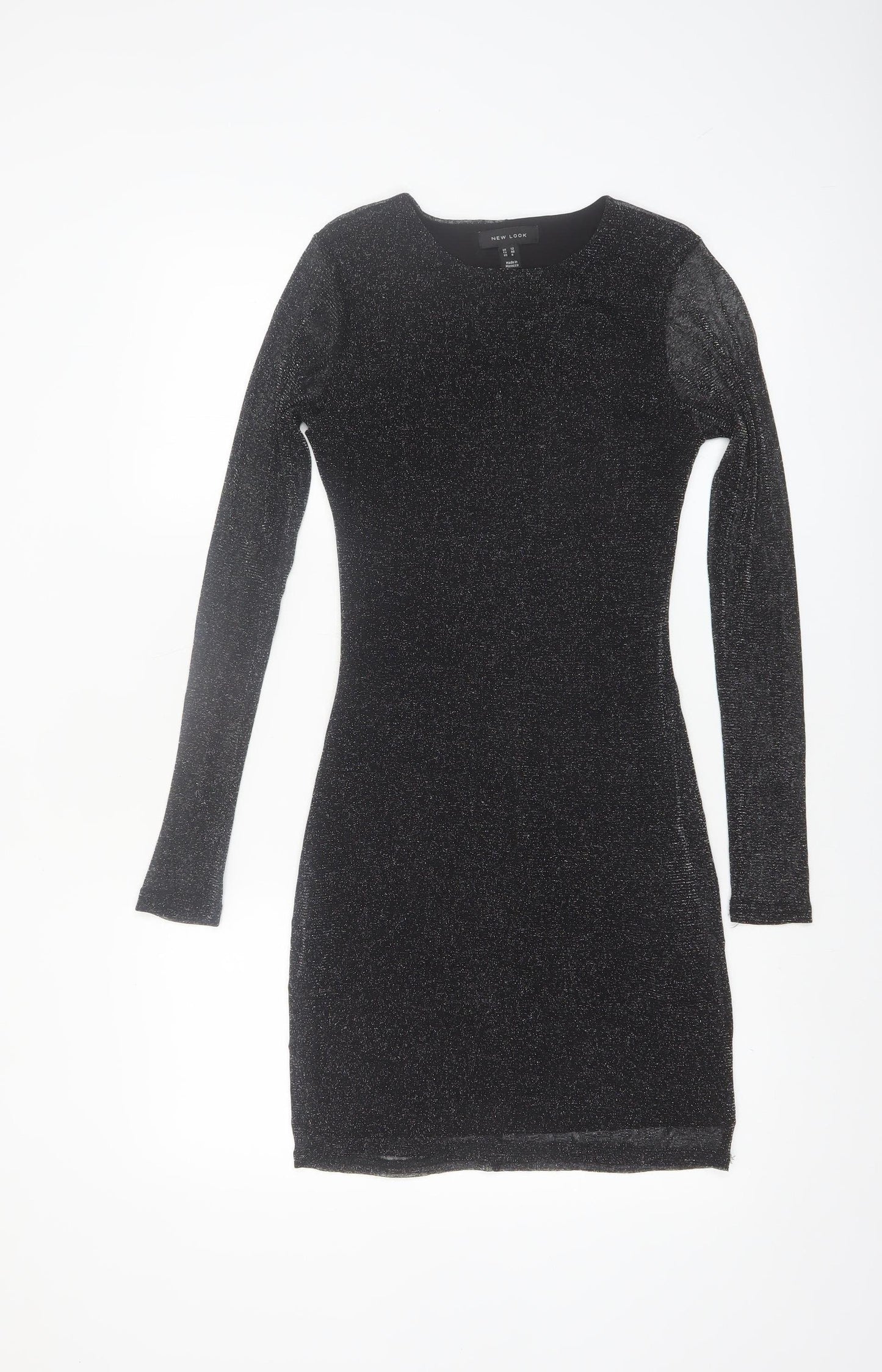 New Look Women Black Glitter Bodycon Short Dress Size 12