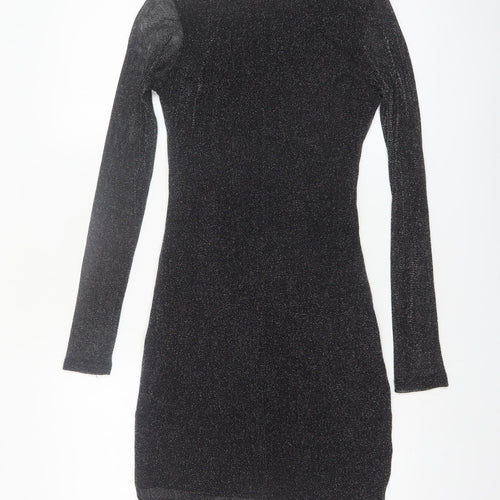 New Look Women Black Glitter Bodycon Short Dress Size 12