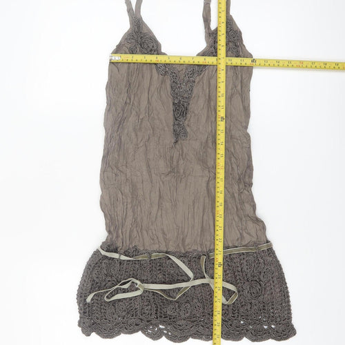 Passport Womens Brown Silk Crochet Camisole Top Size 8