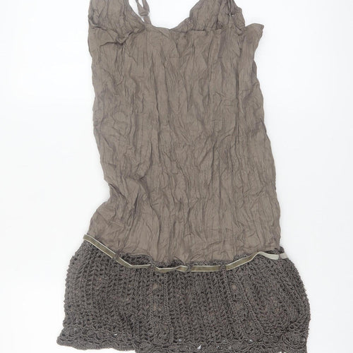 Passport Womens Brown Silk Crochet Camisole Top Size 8