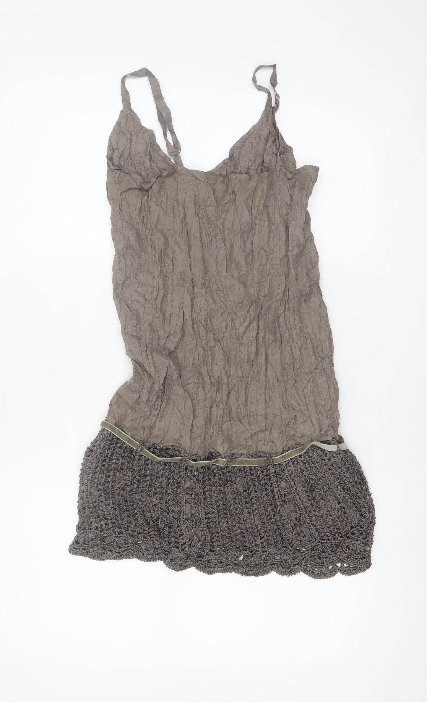 Passport Womens Brown Silk Crochet Camisole Top Size 8