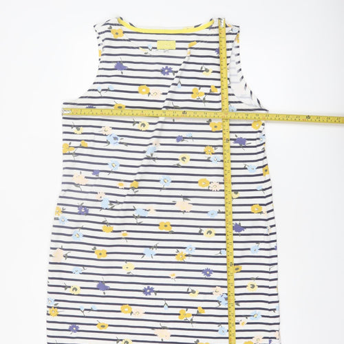 Joules Womens Multicoloured Size 16 Floral Stripe Sleeveless Shift Dress