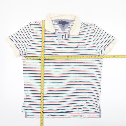 Tommy Hilfiger Men's Multicoloured Striped Cotton Polo Shirt M