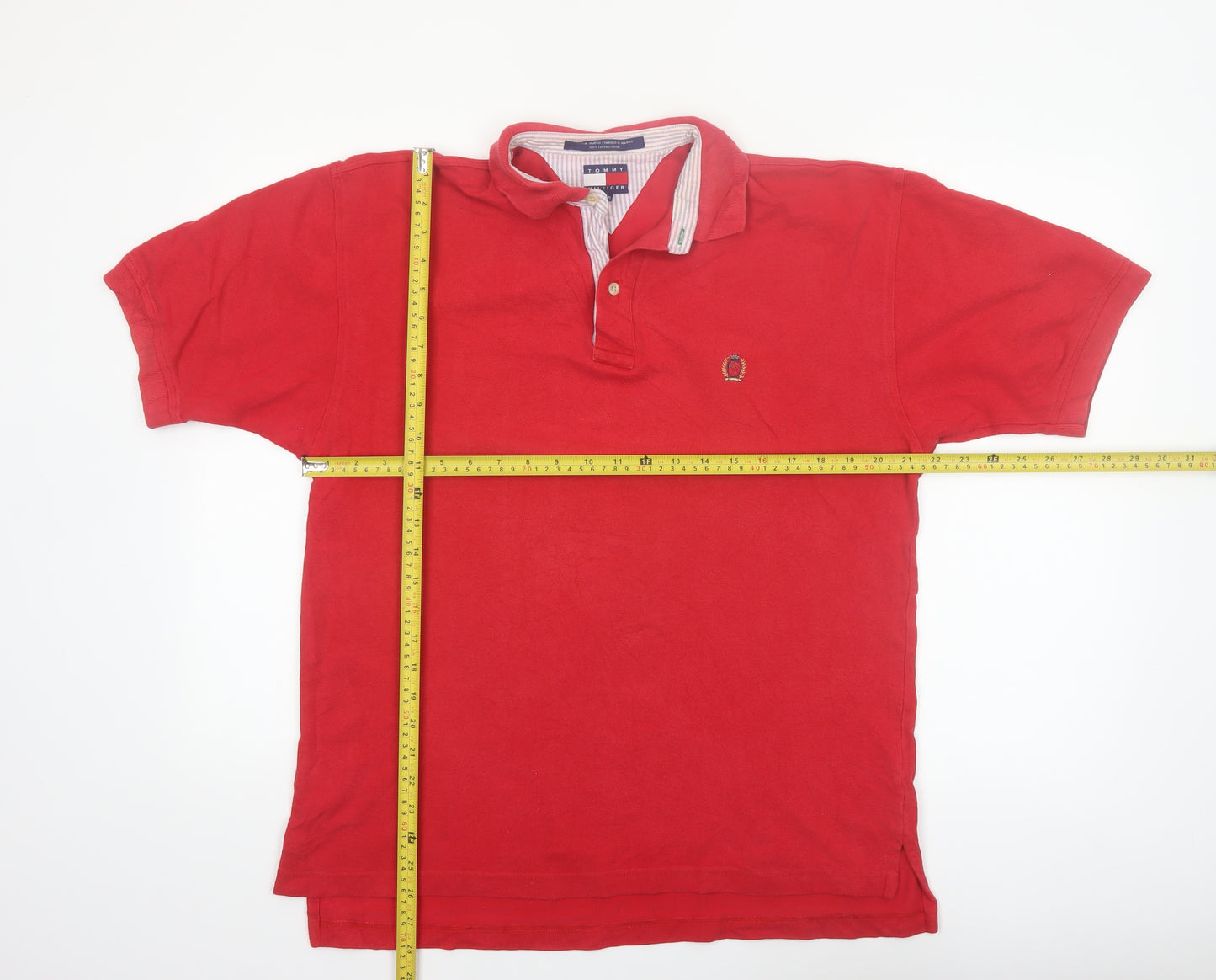 Tommy Hilfiger Men Red Cotton Polo Shirt Medium Classic Fit