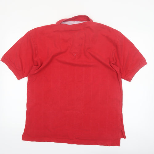 Tommy Hilfiger Men Red Cotton Polo Shirt Medium Classic Fit