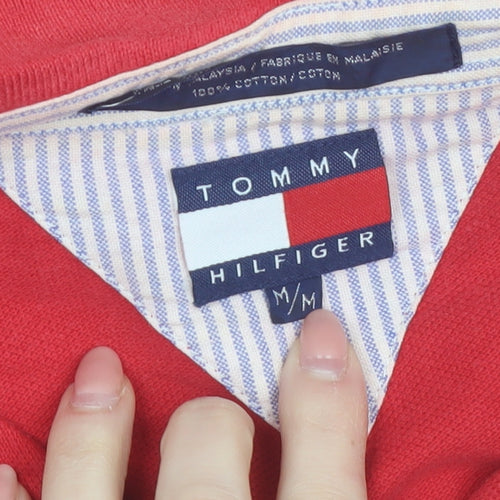 Tommy Hilfiger Men Red Cotton Polo Shirt Medium Classic Fit
