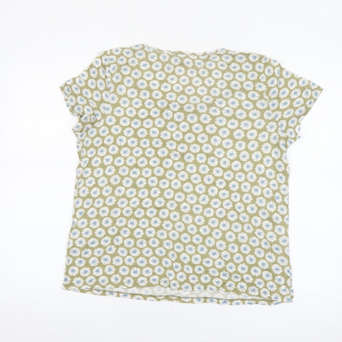 Seasalt Cornwall Women's Green Floral T-Shirt UK 14 Short Sleeve