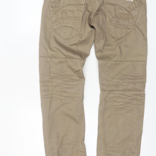 ETO Men’s Brown Cargo Trousers 28R Cotton Utility Straight Fit