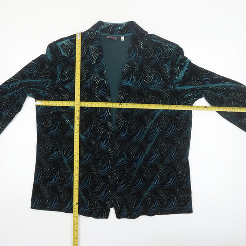 Amore Womens Green Velvet Blazer Size 20 Lined Open Party Jacket