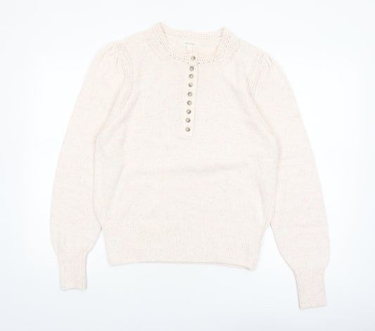 Marks and Spencer Per Una Women's Ivory Henley Knit Jumper Size 14