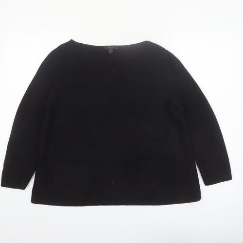 COS Women's Black Wool Boat Neck Long Sleeve Pullover Jumper Size 12