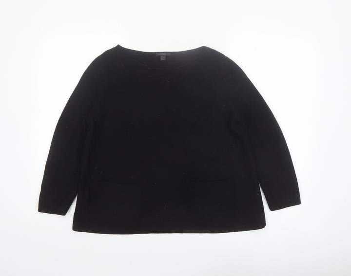 COS Women's Black Wool Boat Neck Long Sleeve Pullover Jumper Size 12