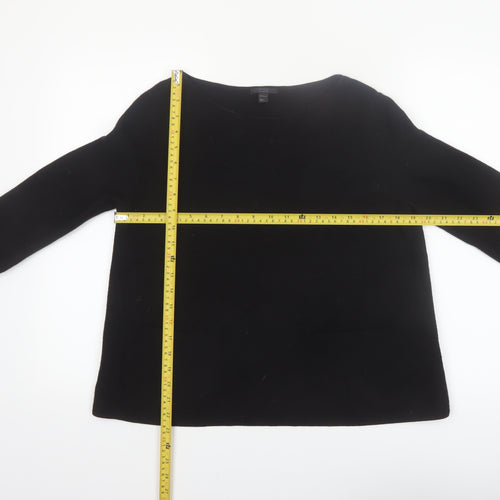 COS Women's Black Wool Boat Neck Long Sleeve Pullover Jumper Size 12
