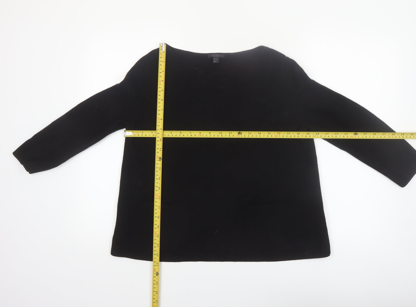 COS Women's Black Wool Boat Neck Long Sleeve Pullover Jumper Size 12
