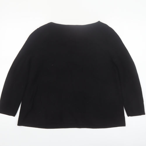 COS Women's Black Wool Boat Neck Long Sleeve Pullover Jumper Size 12