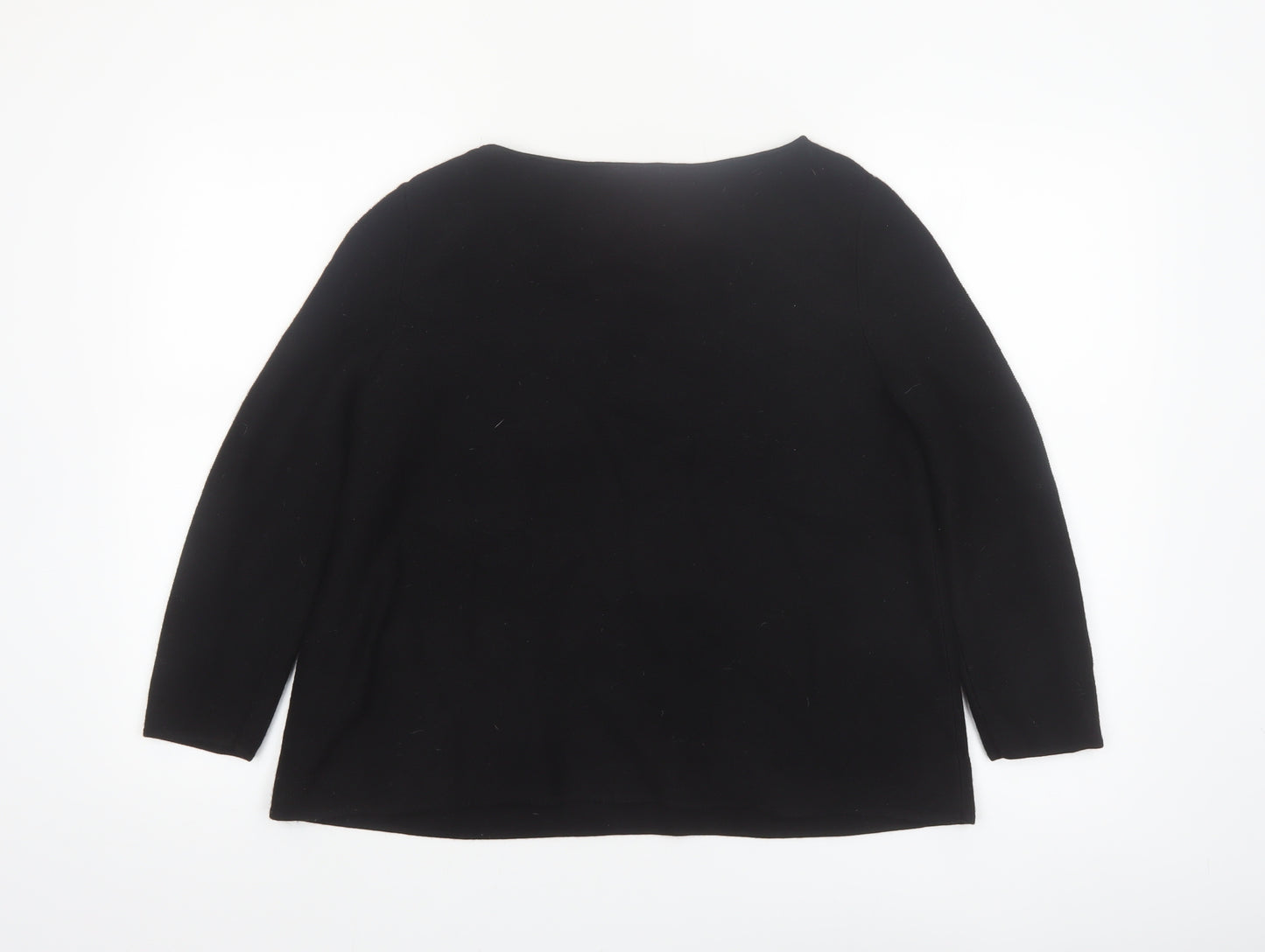 COS Women's Black Wool Boat Neck Long Sleeve Pullover Jumper Size 12