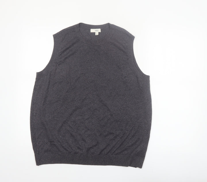 Marks and Spencer Women's Grey Sleeveless Knit Vest Jumper L