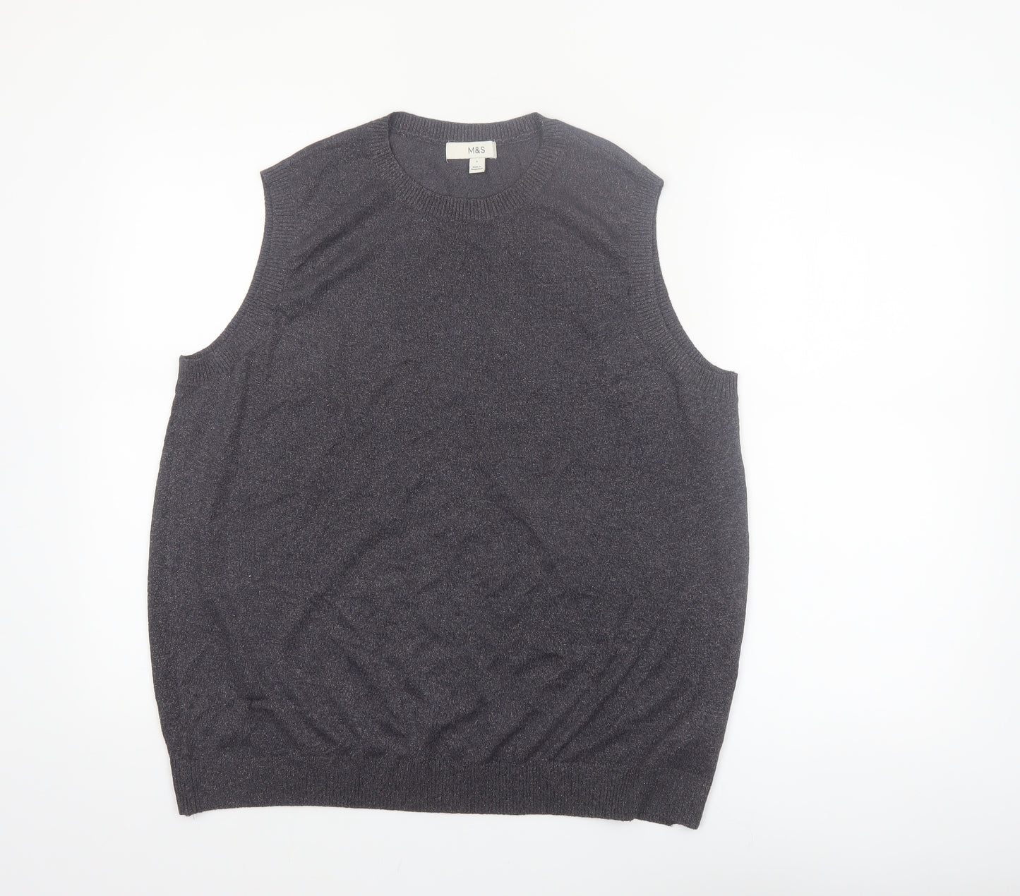 Marks and Spencer Women's Grey Sleeveless Knit Vest Jumper L