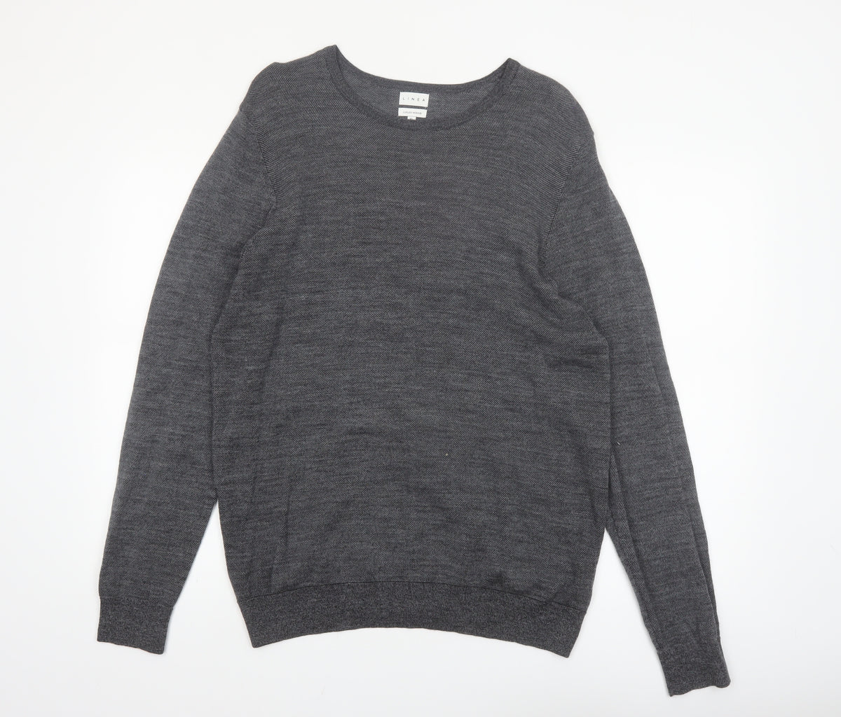 Linea Men's Grey Merino Wool Crew Neck Jumper XL