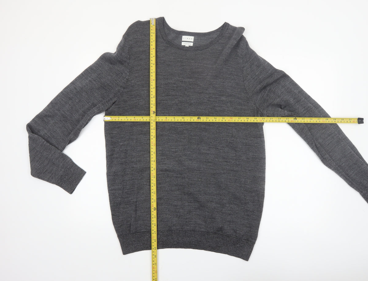 Linea Men's Grey Merino Wool Crew Neck Jumper XL