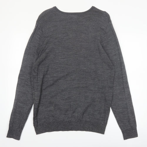 Linea Men's Grey Merino Wool Crew Neck Jumper XL