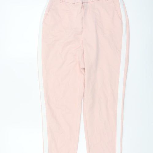 Zara Women Pink Tapered Trousers XS Slim Fit Elastic Waist