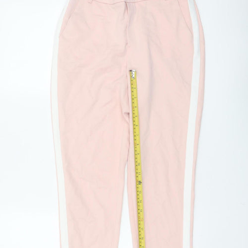 Zara Women Pink Tapered Trousers XS Slim Fit Elastic Waist