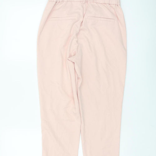 Zara Women Pink Tapered Trousers XS Slim Fit Elastic Waist