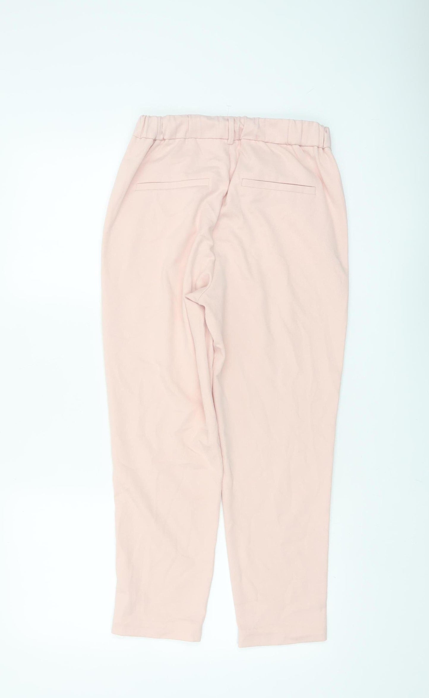 Zara Women Pink Tapered Trousers XS Slim Fit Elastic Waist