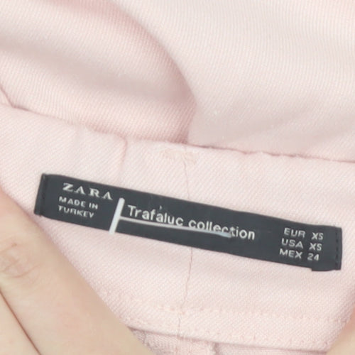 Zara Women Pink Tapered Trousers XS Slim Fit Elastic Waist
