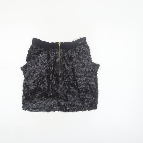 MANDI Women’s Black Sequin Mini Skirt Size 2XS Short Length Party
