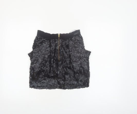 MANDI Women’s Black Sequin Mini Skirt Size 2XS Short Length Party