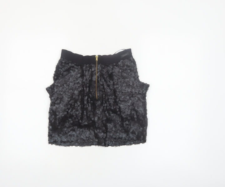 MANDI Women’s Black Sequin Mini Skirt Size 2XS Short Length Party