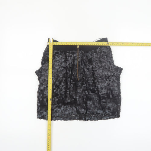 MANDI Women’s Black Sequin Mini Skirt Size 2XS Short Length Party
