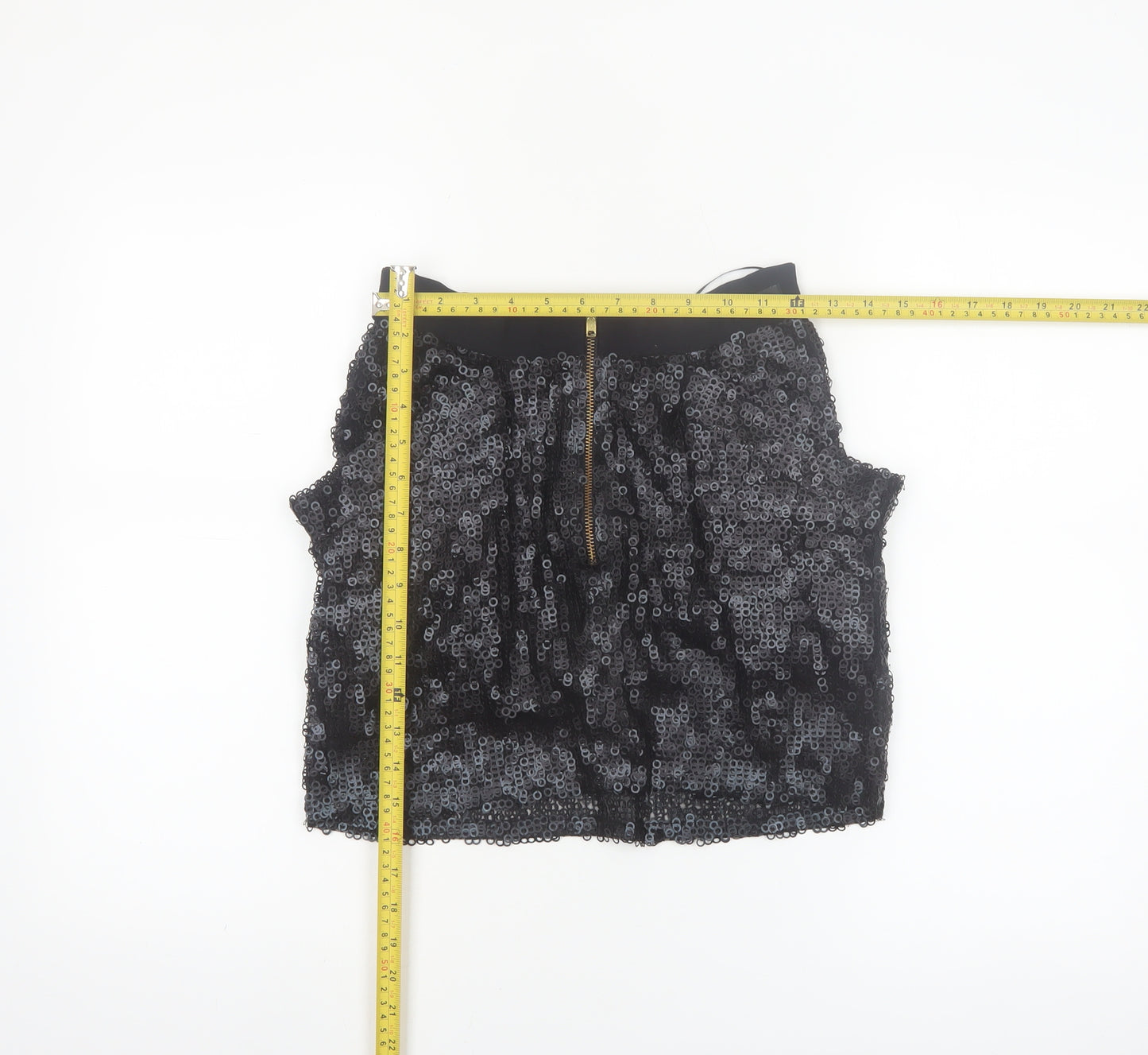 MANDI Women’s Black Sequin Mini Skirt Size 2XS Short Length Party