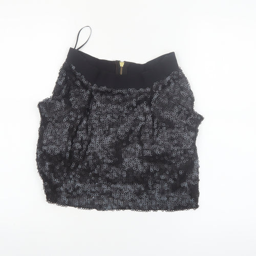 MANDI Women’s Black Sequin Mini Skirt Size 2XS Short Length Party