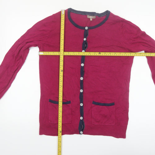Soon Women Red Cardigan Size 14 Round Neck Long Sleeve Knit